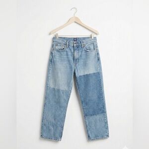 GAP Cheeky Straight Patchwork Jeans 8/29P Petite High Rise Colorblock Denim
